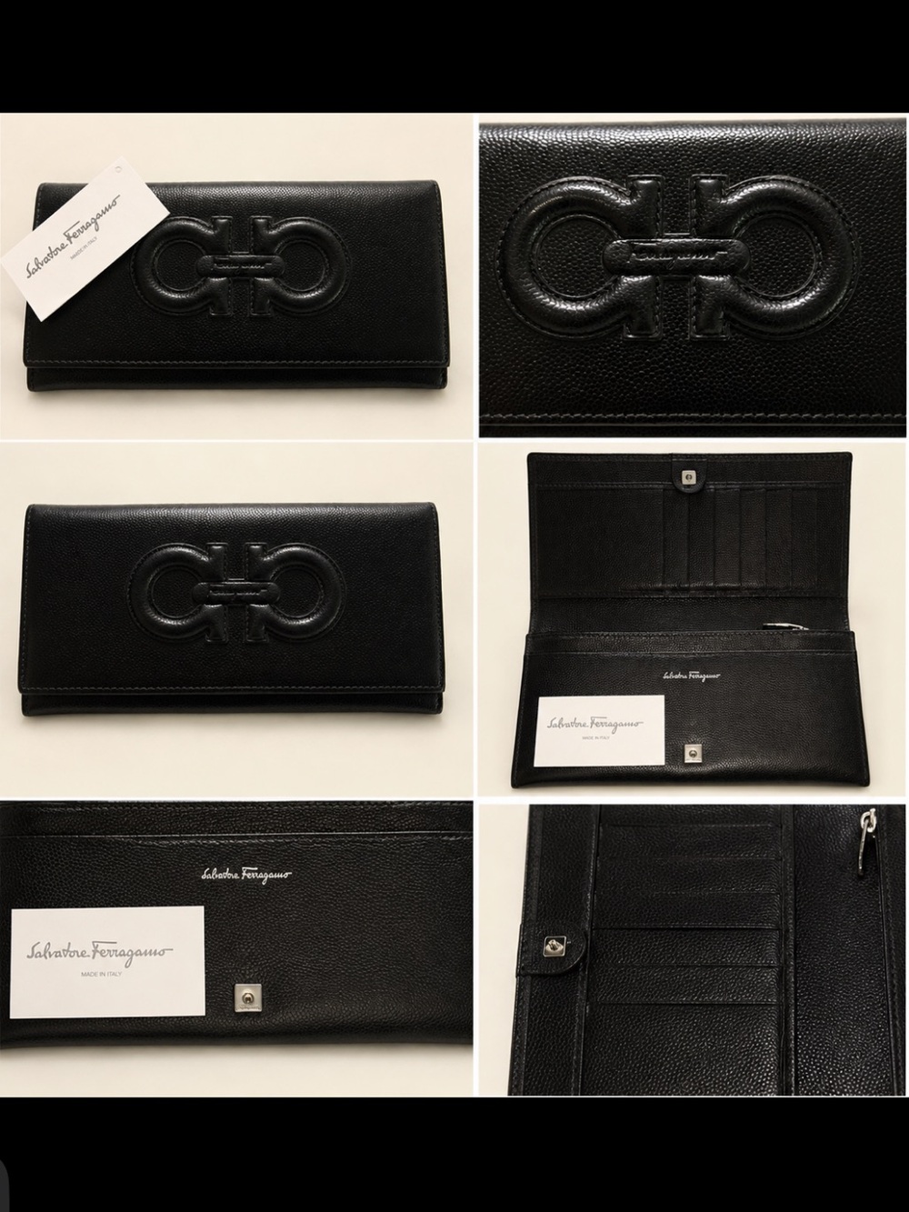 Salvatore Ferragamo Gancini Pebbled Continental Wallet EUC - Picture 6 of 8